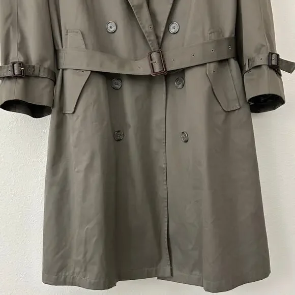 Vintage Perusal double Breasted Trench Coat zip Out wool Liner outdoor prep 44S - Picture 4 of 14